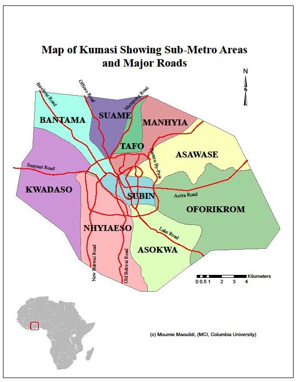 Map Of Kumasi Metropolitan Area Kumasi Maps - Millennium Cities Initiative